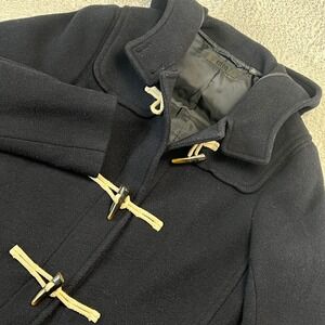 Uniqlo Toggle Duffle Coat Women M Navy Blue Wool Blend Hooded +J Heritage Preppy